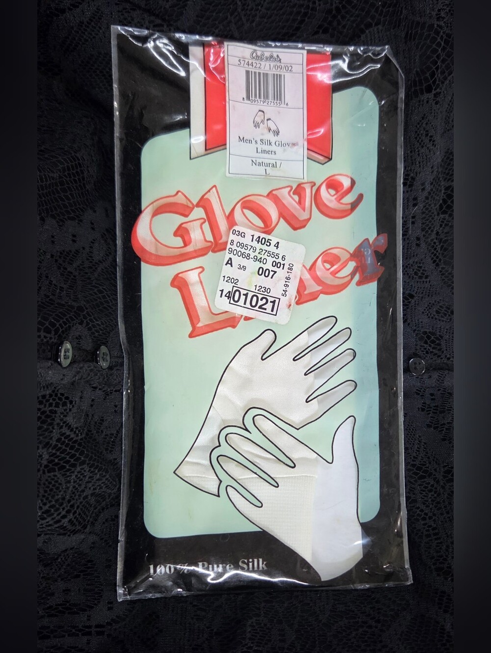 Cabela's Men's 100% Pure Silk Glove Liners Natural Base Layer Size Large NIP